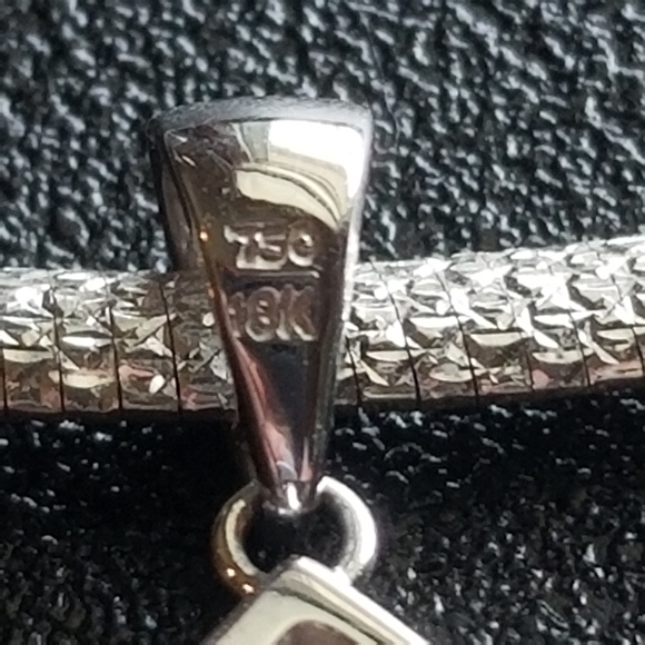 Yellow/White 14k Reversible Omega Chain with Diamond and Pink Sapphire Pendent - Picture 9 of 10